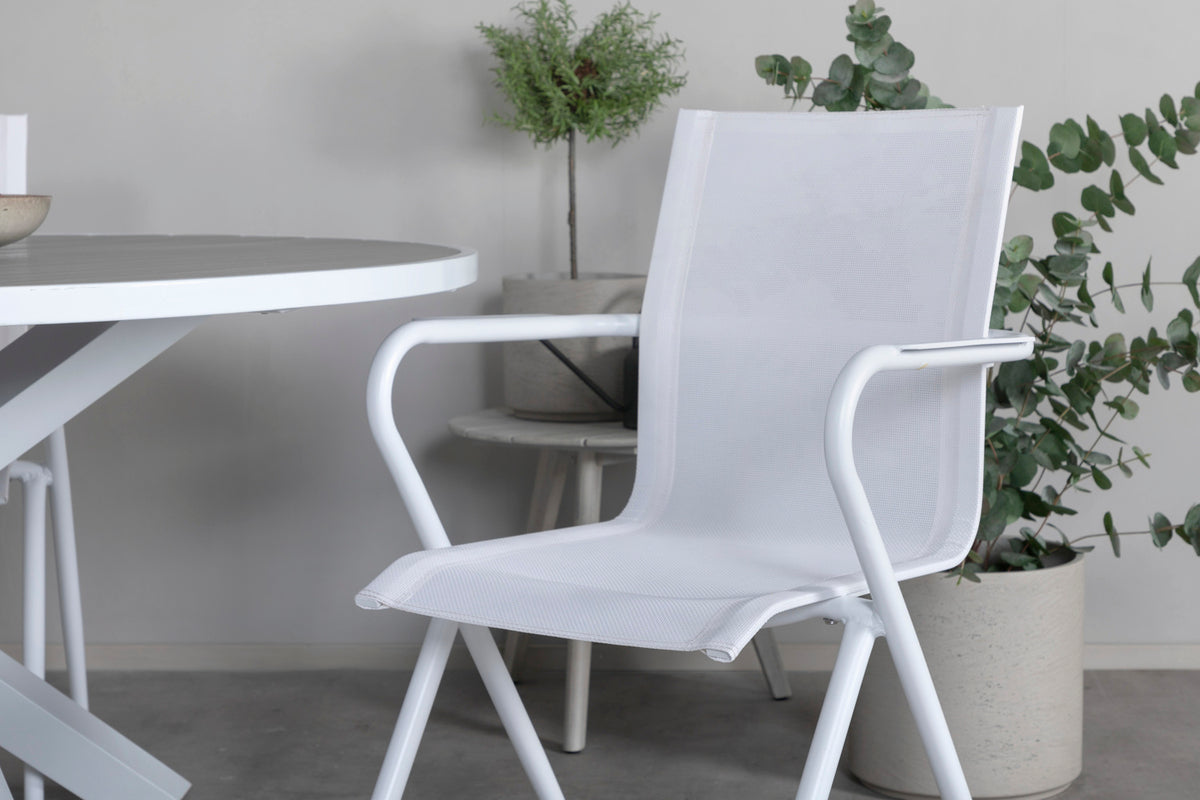 Alina & Parma Spisebordsstole Hvid + Spisebord ⌀140