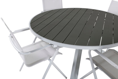 Alina & Parma Spisebordsstole Hvid + Spisebord ⌀140