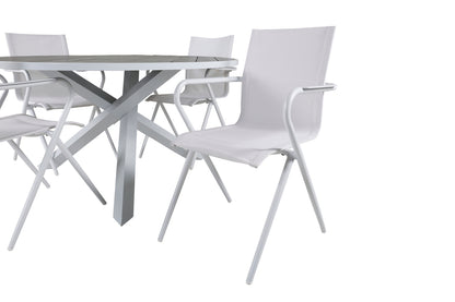 Alina & Parma Spisebordsstole Hvid + Spisebord ⌀140