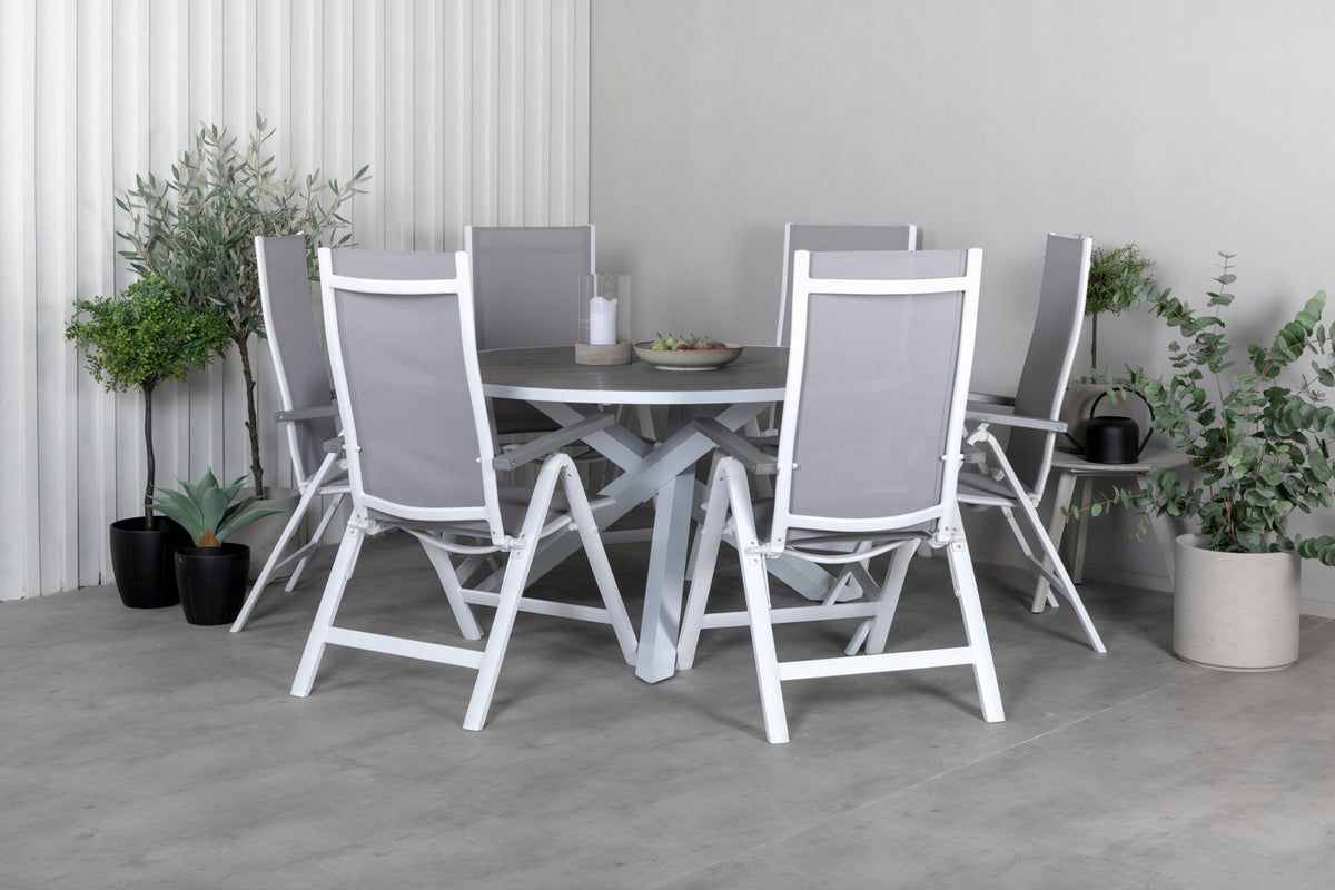 Albany & Parma Positionsstole Grå + Spisebord ⌀140