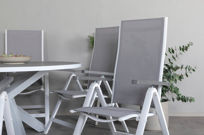 Albany & Parma Positionsstole Grå + Spisebord ⌀140