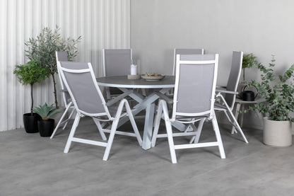 Albany & Parma Positionsstole Grå + Spisebord ⌀140