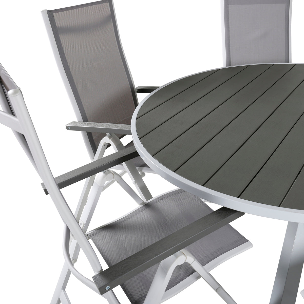 Albany & Parma Positionsstole Grå + Spisebord ⌀140