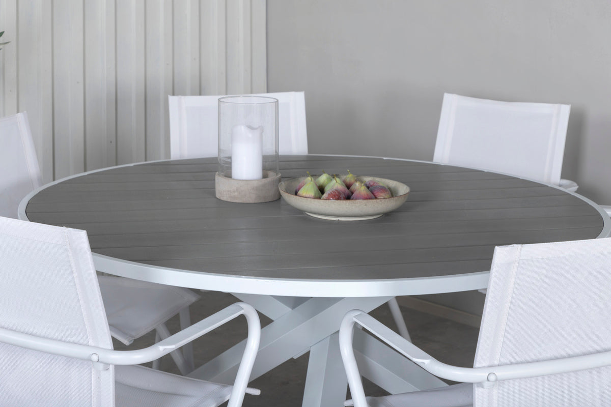 Alina & Parma Spisebordsstole Hvid + Spisebord ⌀140