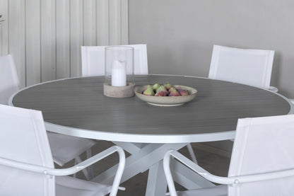 Alina & Parma Spisebordsstole Hvid + Spisebord ⌀140