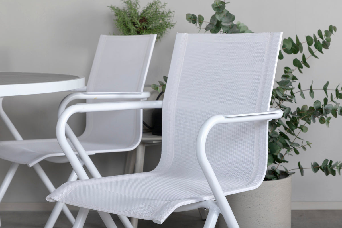 Alina & Parma Spisebordsstole Hvid + Spisebord ⌀140