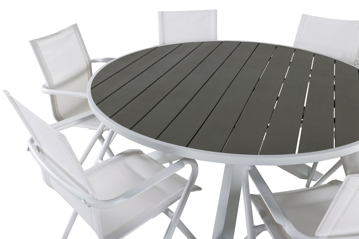 Alina & Parma Spisebordsstole Hvid + Spisebord ⌀140