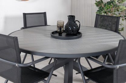 Alina & Parma Spisestole Sort + Spisebord ⌀140