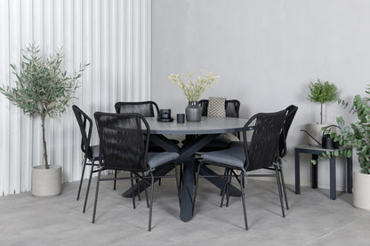 Julian & Parma Spisestole Sort + Spisebord ⌀140