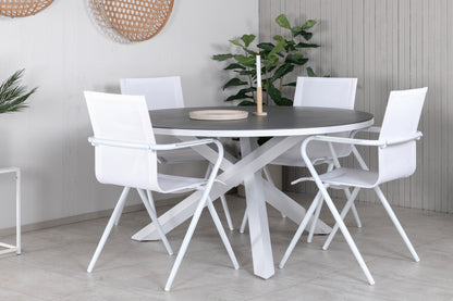 Alina & Copacabana Spisestole Hvid + Spisebord ⌀140
