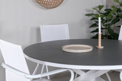 Alina & Copacabana Spisestole Hvid + Spisebord ⌀140