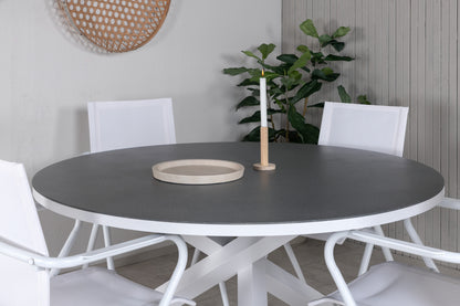 Alina & Copacabana Spisestole Hvid + Spisebord ⌀140