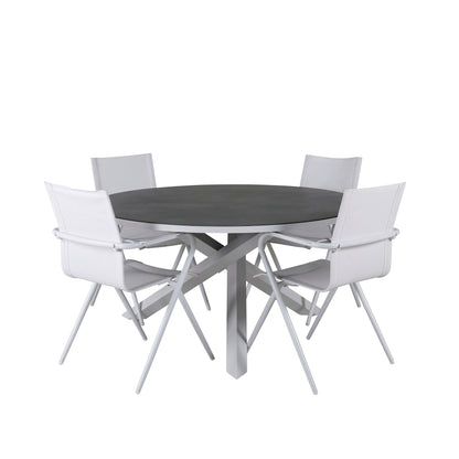 Alina & Copacabana Spisestole Hvid + Spisebord ⌀140