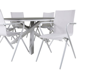 Spisebordsstol 6-pak Hvid + Rundt spisebord 140 Grå