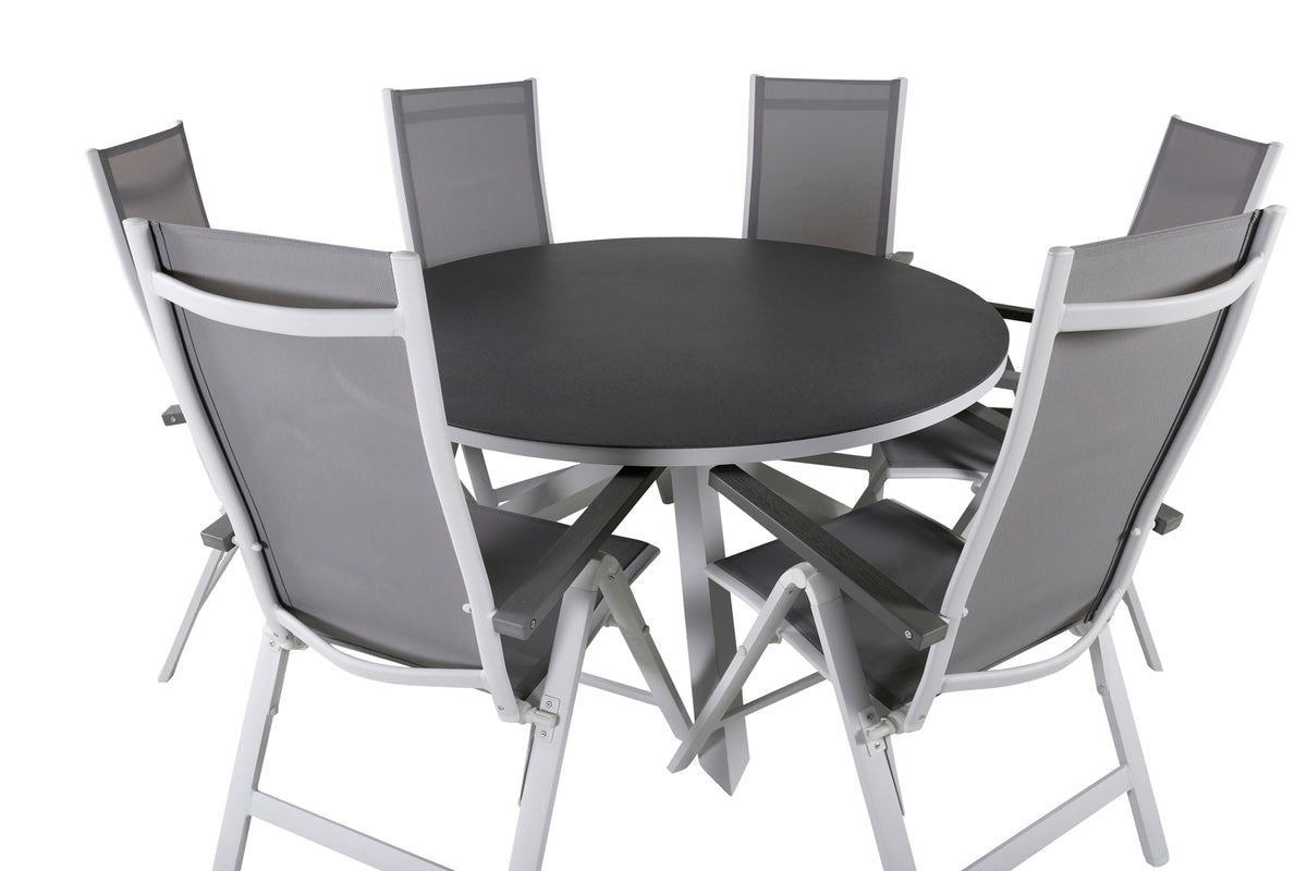 Albany & Copacabana Positionsstole 2-pak Grå + Runde Spisebord ø140 Grå