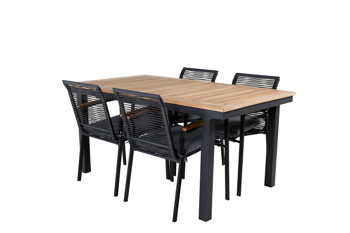 Dallas & Panama Spisestole Sort + Spisebord 152x90