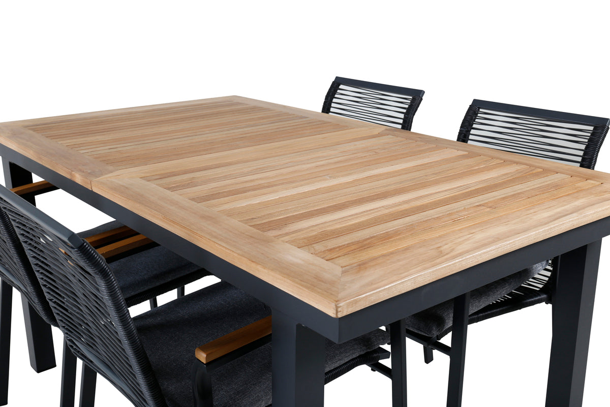 Dallas & Panama Spisestole Sort + Spisebord 152x90