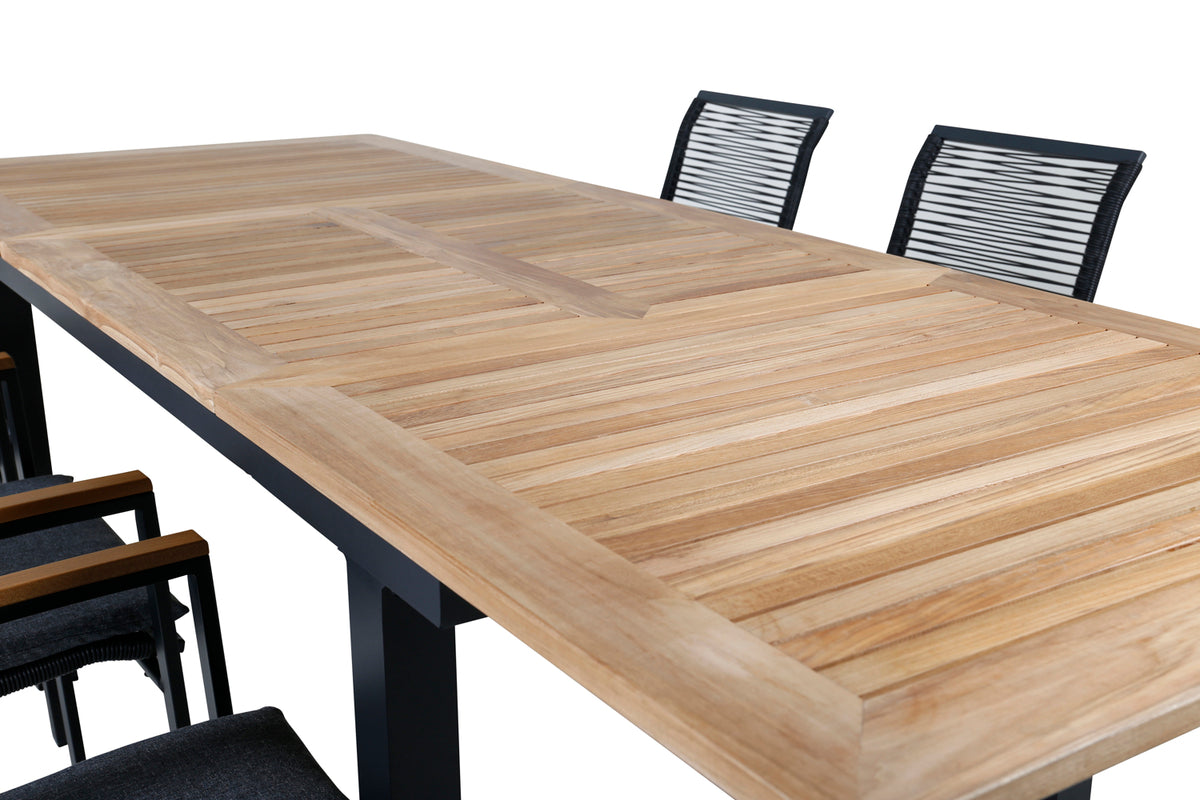 Dallas & Panama Spisestole Sort + Spisebord 152x90