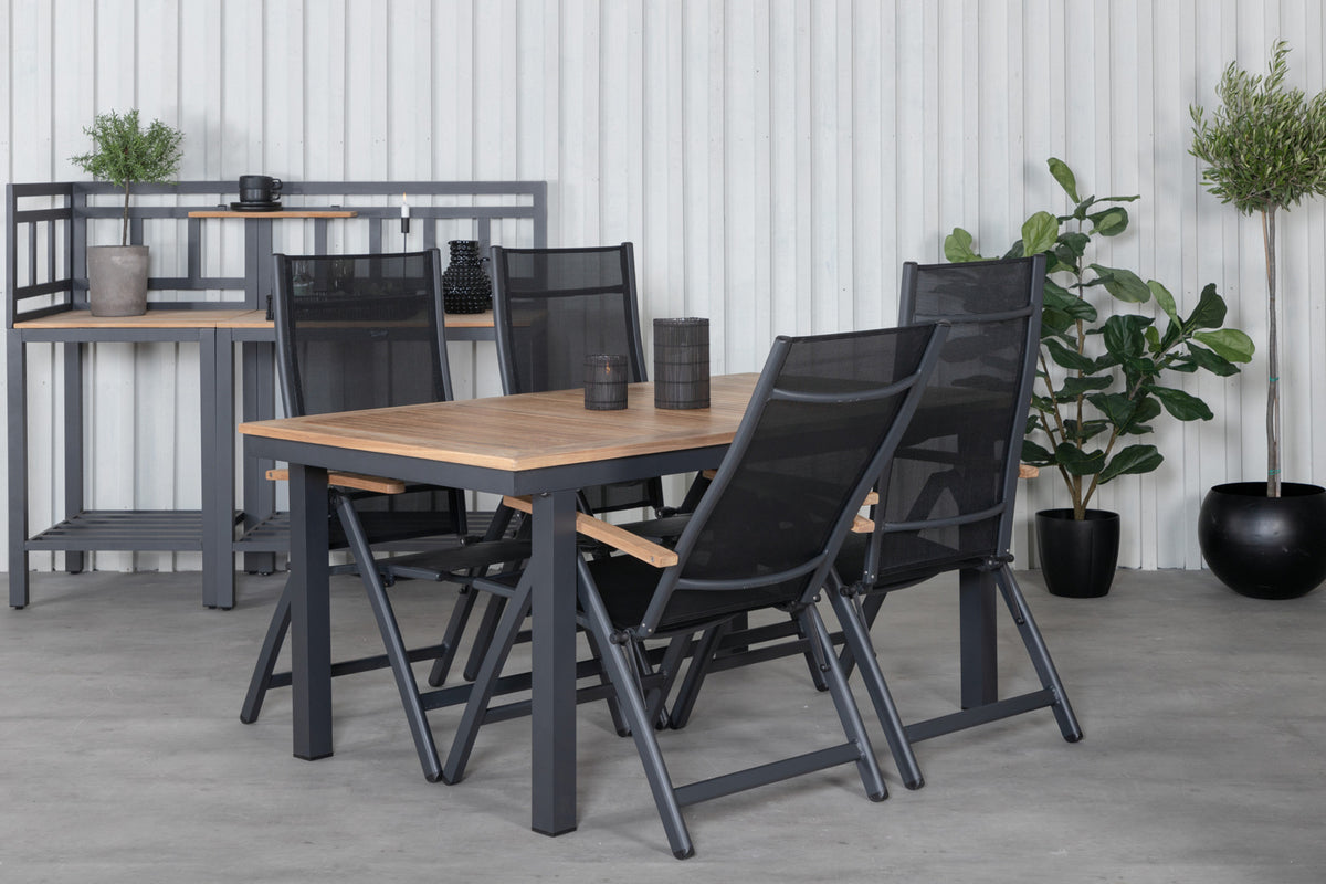 Panama Positionsstole Sort + Spisebord 152x90