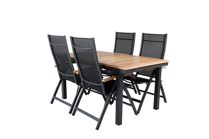 Panama Positionsstole Sort + Spisebord 152x90