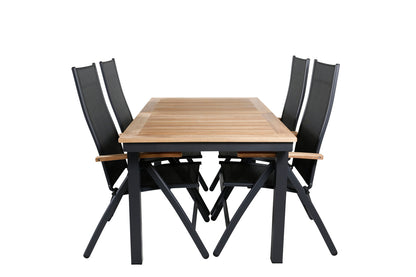 Panama Positionsstole Sort + Spisebord 152x90