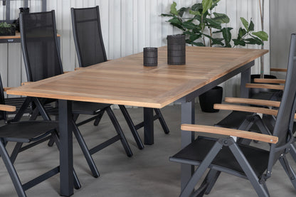 Panama Positionsstole Sort + Rektangulært Spisebord 210x90x75 Sort