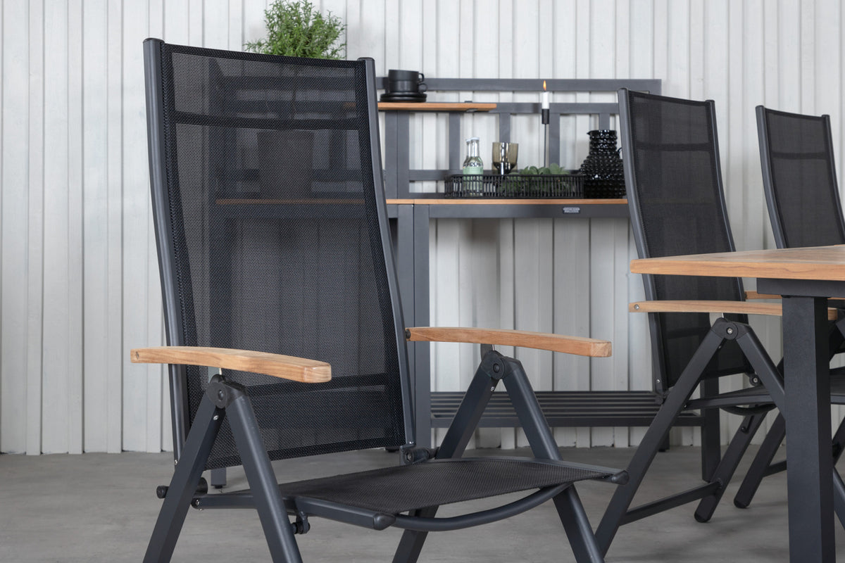 Panama Positionsstole Sort + Rektangulært Spisebord 210x90x75 Sort