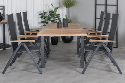 Panama Positionsstole Sort + Rektangulært Spisebord 210x90x75 Sort