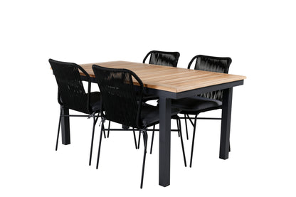 Julian & Panama Spisestole Sort + Spisebord 152x90