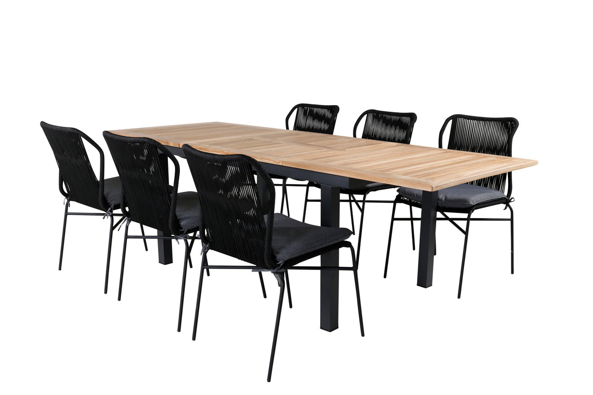 Julian & Panama Spisestole Sort + Spisebord 152x90