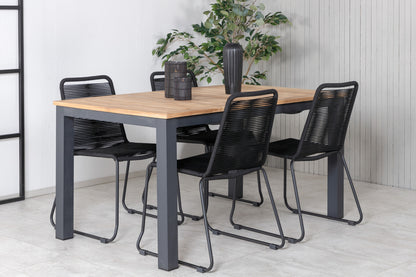 Panama & Lindos Spisebord 152x90 + Spisestole Sort