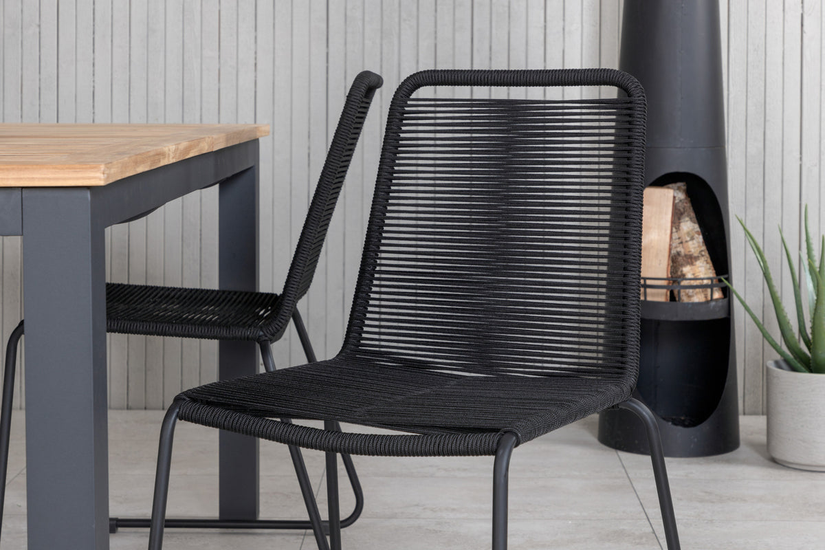 Panama & Lindos Spisebord 152x90 + Spisestole Sort