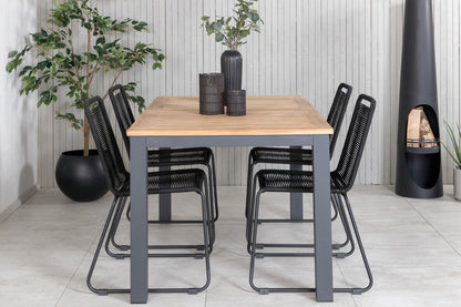 Panama & Lindos Spisebord 152x90 + Spisestole Sort