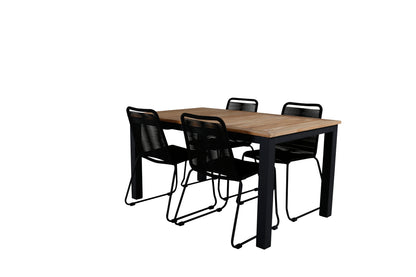 Panama & Lindos Spisebord 152x90 + Spisestole Sort