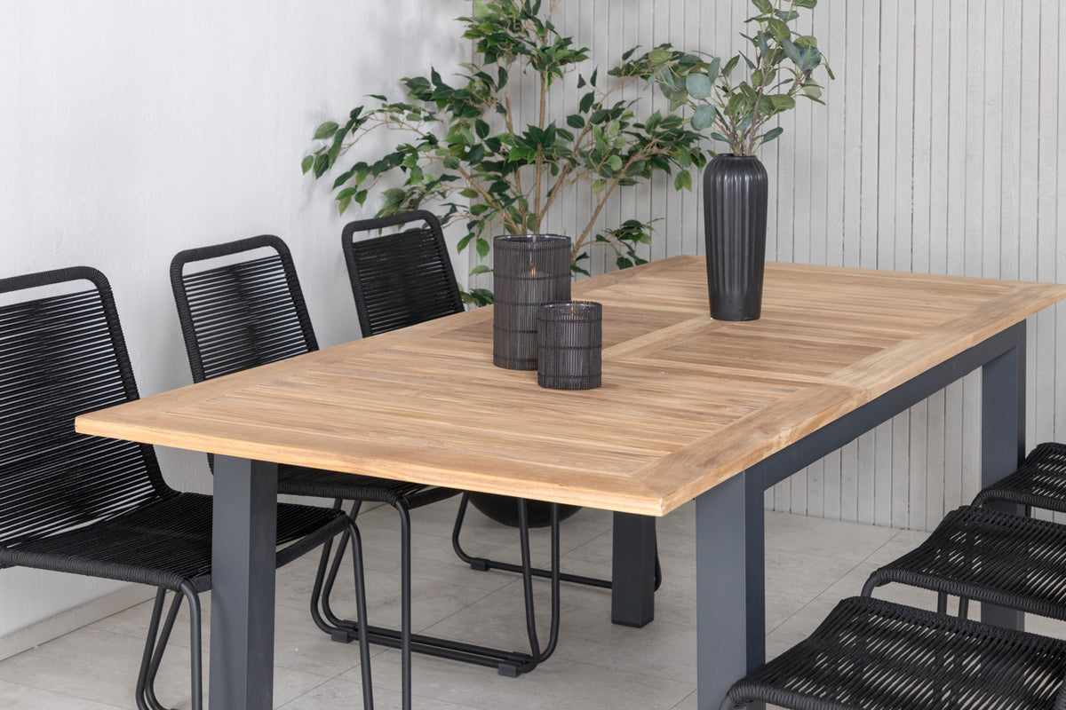 Panama & Lindos Spisebord 152x90 + Spisestole Sort