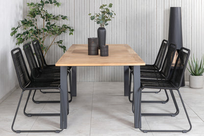 Panama & Lindos Spisebord 152x90 + Spisestole Sort