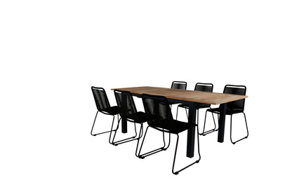 Panama & Lindos Spisebord 152x90 + Spisestole Sort