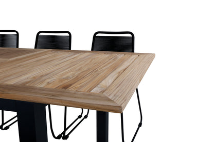 Panama & Lindos Spisebord 152x90 + Spisestole Sort
