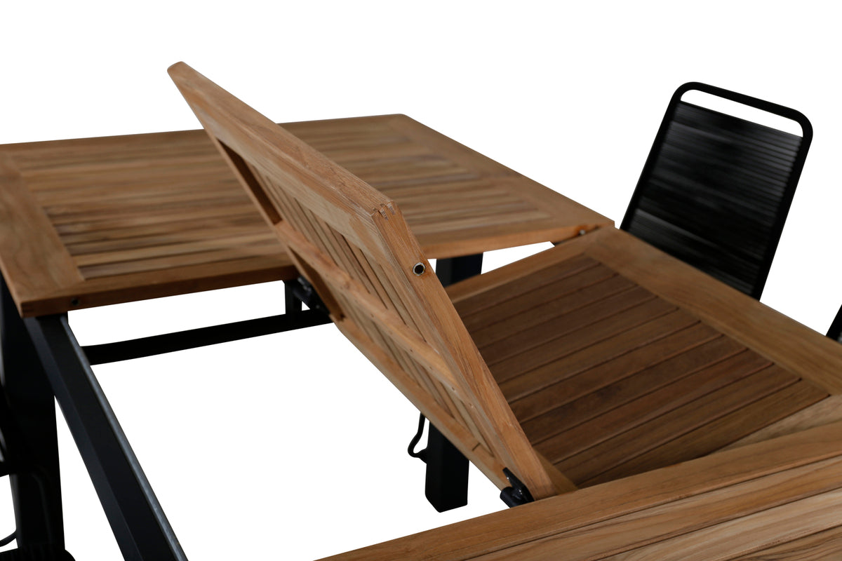 Panama & Lindos Spisebord 152x90 + Spisestole Sort