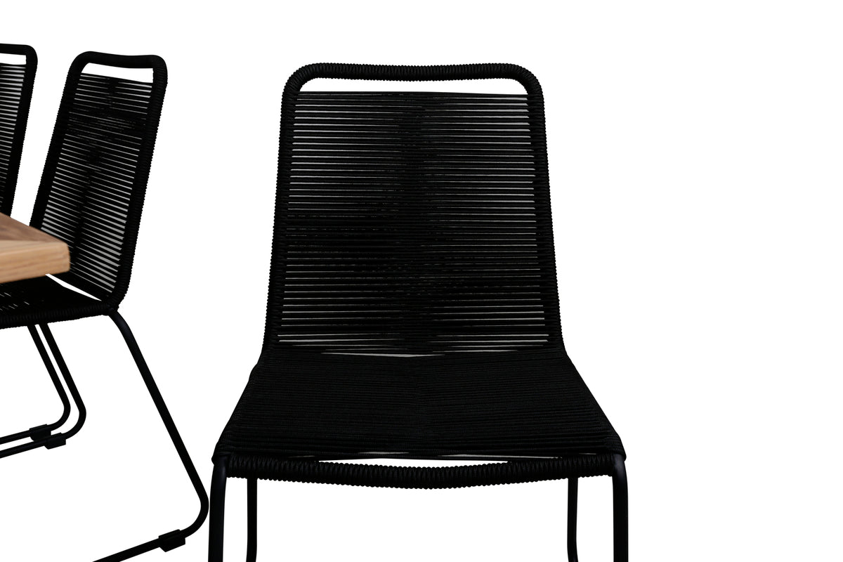 Panama & Lindos Spisebord 152x90 + Spisestole Sort