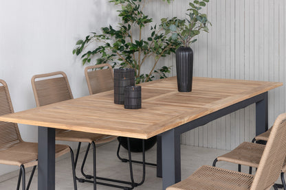 Rektangulært spisebord 152 x 90 Sort + Spisebordsstol 2-pak Brun