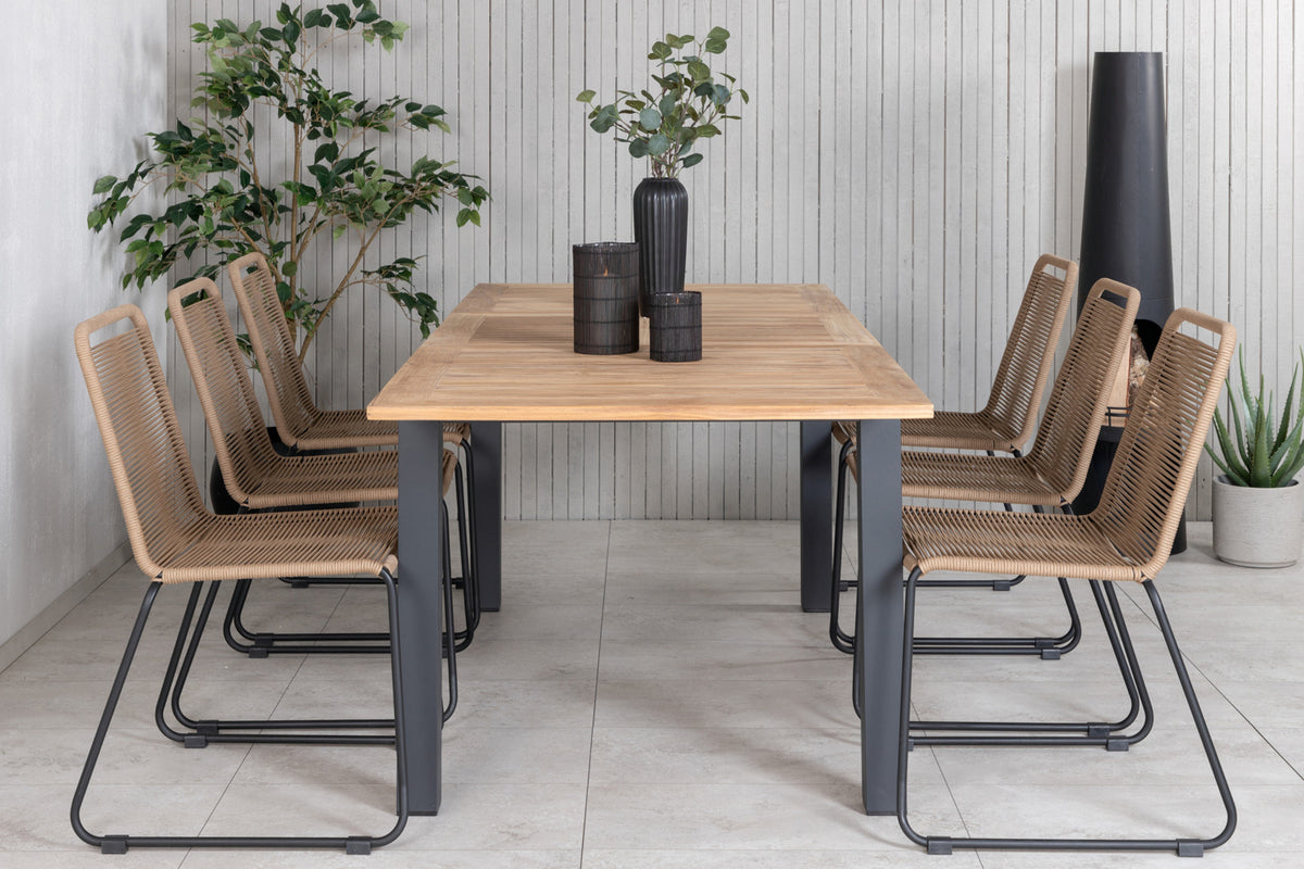 Rektangulært spisebord 152 x 90 Sort + Spisebordsstol 2-pak Brun