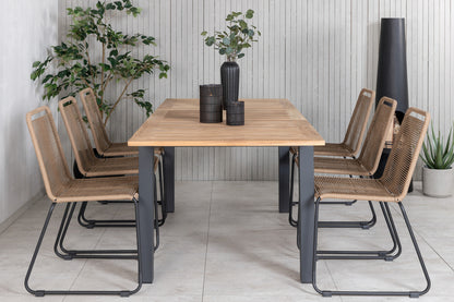 Rektangulært spisebord 152 x 90 Sort + Spisebordsstol 2-pak Brun