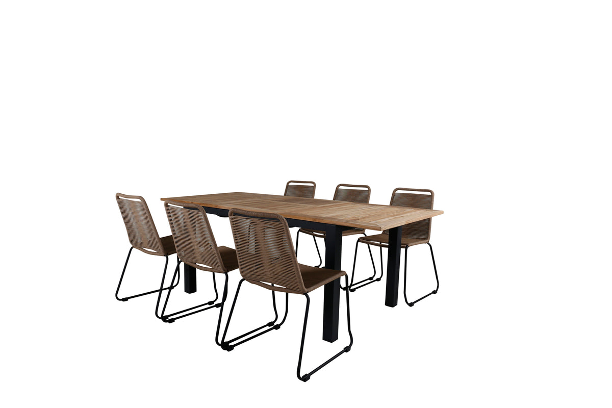 Rektangulært spisebord 152 x 90 Sort + Spisebordsstol 2-pak Brun