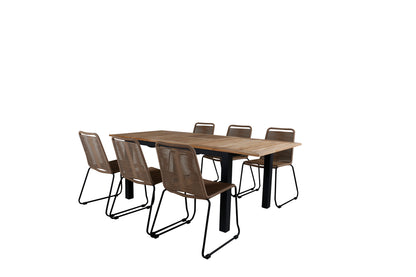 Rektangulært spisebord 152 x 90 Sort + Spisebordsstol 2-pak Brun