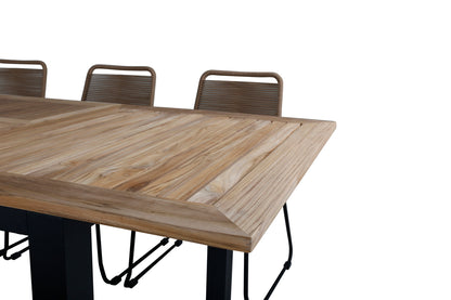 Rektangulært spisebord 152 x 90 Sort + Spisebordsstol 2-pak Brun