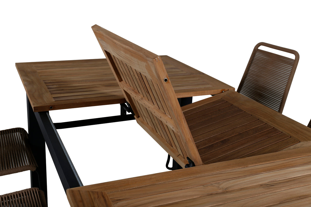 Rektangulært spisebord 152 x 90 Sort + Spisebordsstol 2-pak Brun