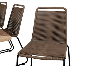 Rektangulært spisebord 152 x 90 Sort + Spisebordsstol 2-pak Brun