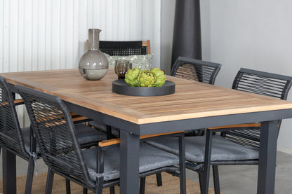 Dallas & Panama Spisestole Sort + Spisebord 160 x 90