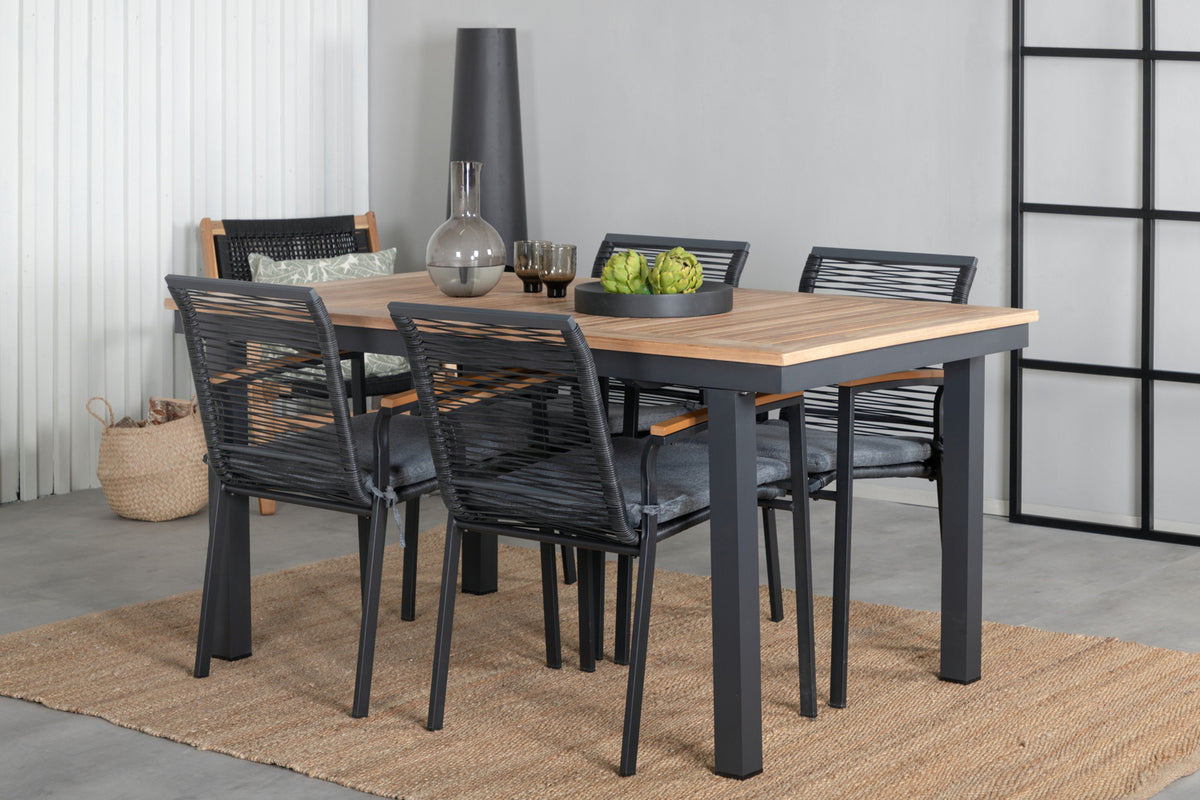 Dallas & Panama Spisestole Sort + Spisebord 160 x 90